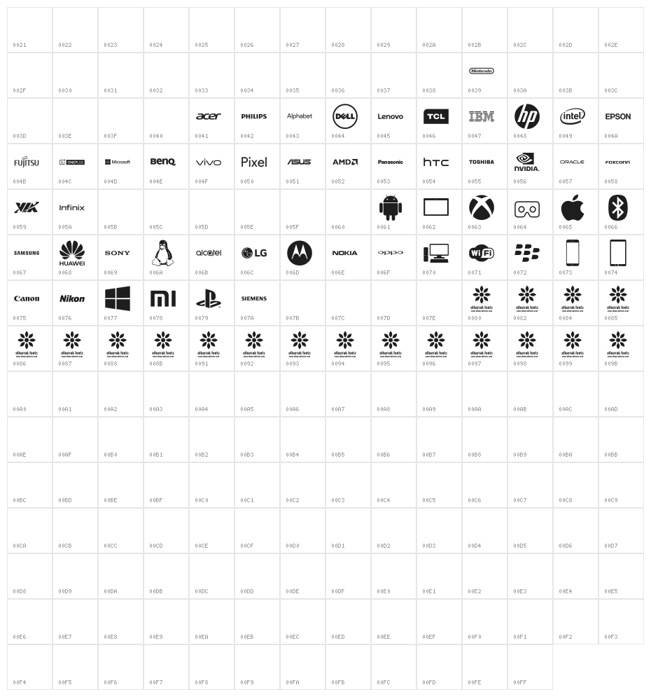 Font Logos Technology Character Map