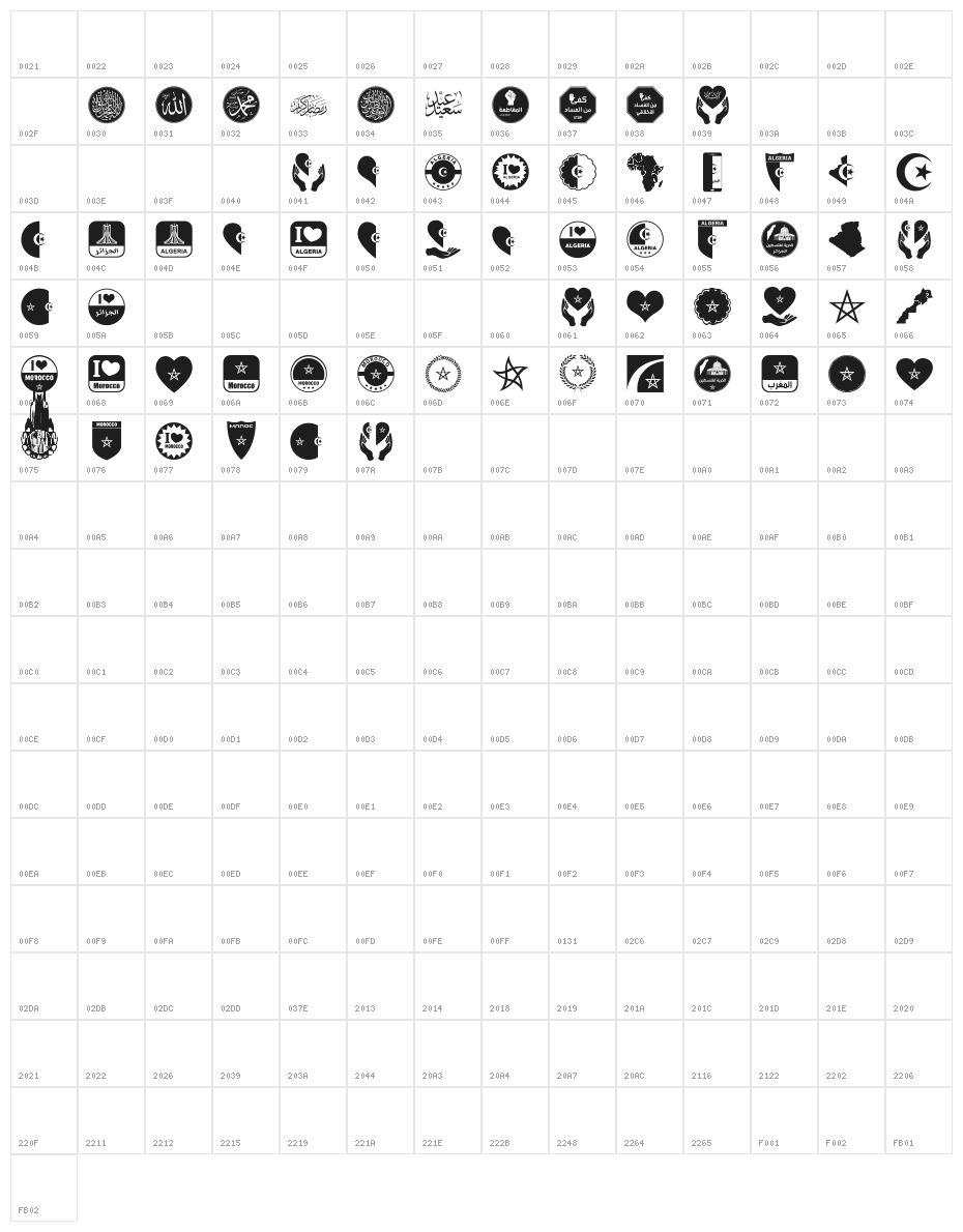 Font Morocco Algeria Character Map