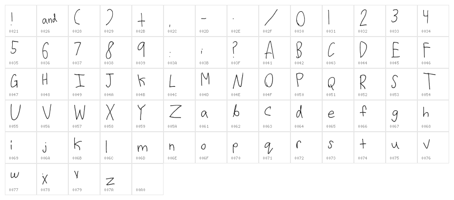 Font Regular Character Map