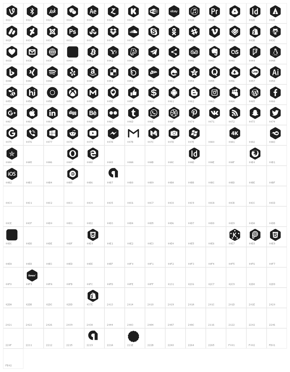 Font Social Color Pro Character Map