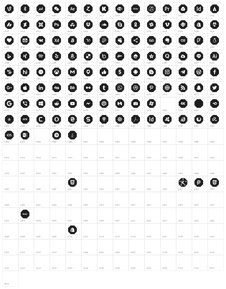 Font Social Media Color 2019 Character Map