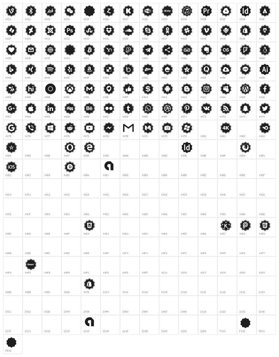 Font logos Color Character Map