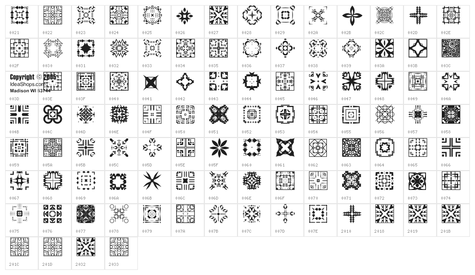 FontCo Designs 1 Character Map