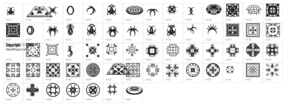 FontCo Designs 2 Character Map