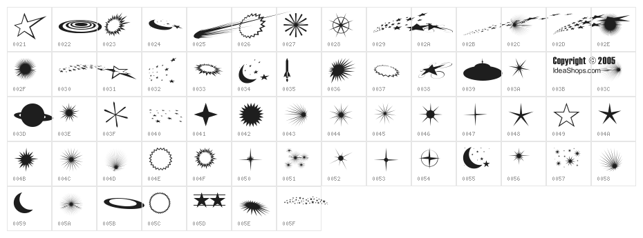 FontCo Flares Character Map