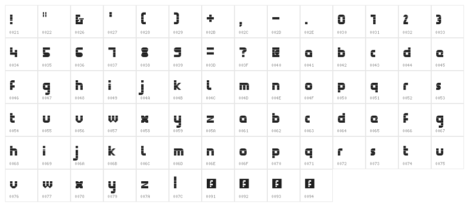 FontStruct Gothic Regular Character Map
