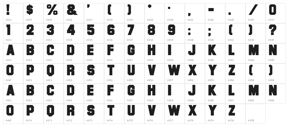 Font Character Map