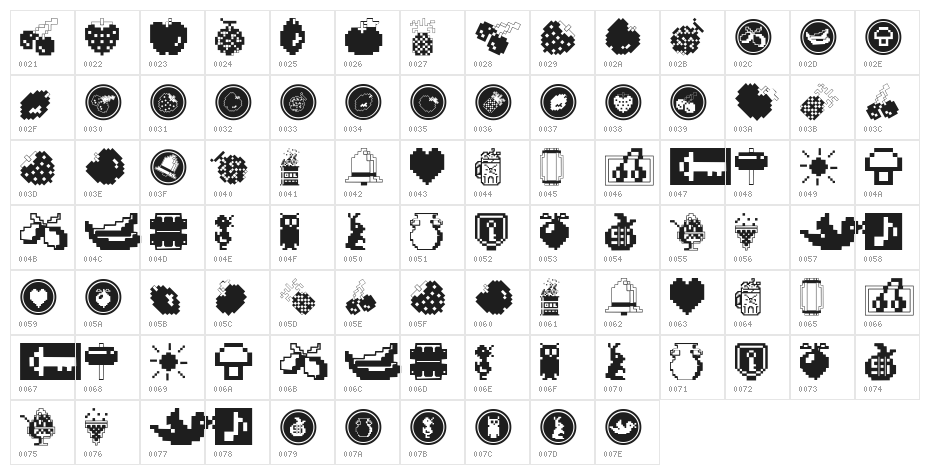 Fontalicious Thingbats Character Map