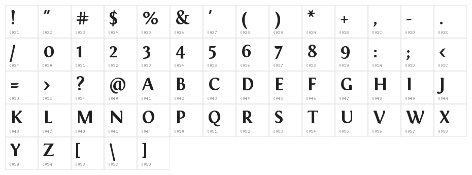 Fontin Bold Character Map