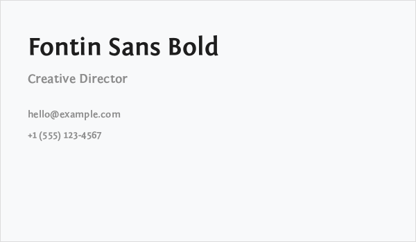 Fontin Sans Bold Business Card