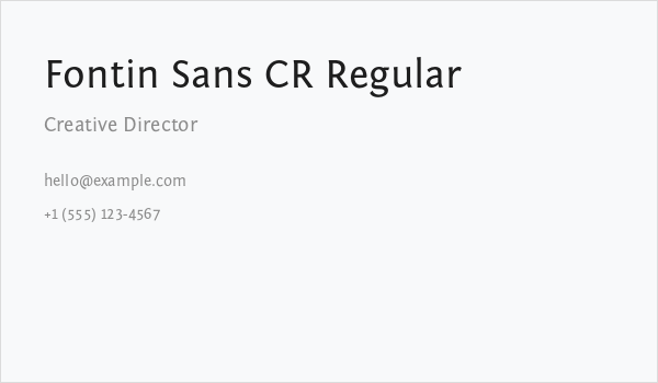 Fontin Sans CR Regular Business Card