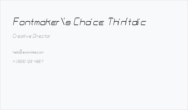 Fontmaker's Choice ThinItalic Business Card