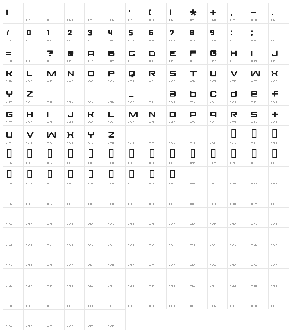 FontopoSOLID Regular Character Map