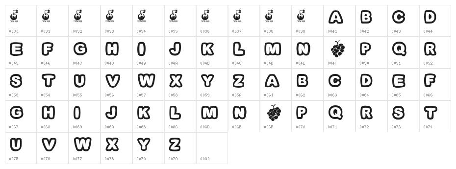 Fonts Bomb I love grapes Character Map