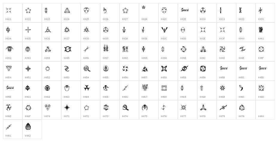 FontsVectorAncientSymbol Character Map