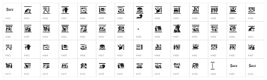 FontsVectorHIEROGLYPS Character Map