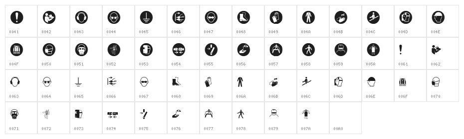 FontsVectorIso7010Mandatory Character Map