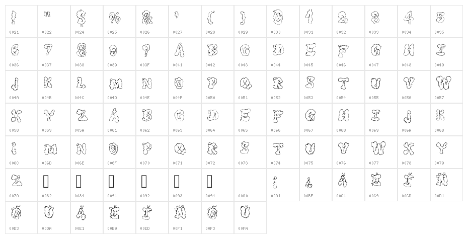 Fontxis Regular Character Map
