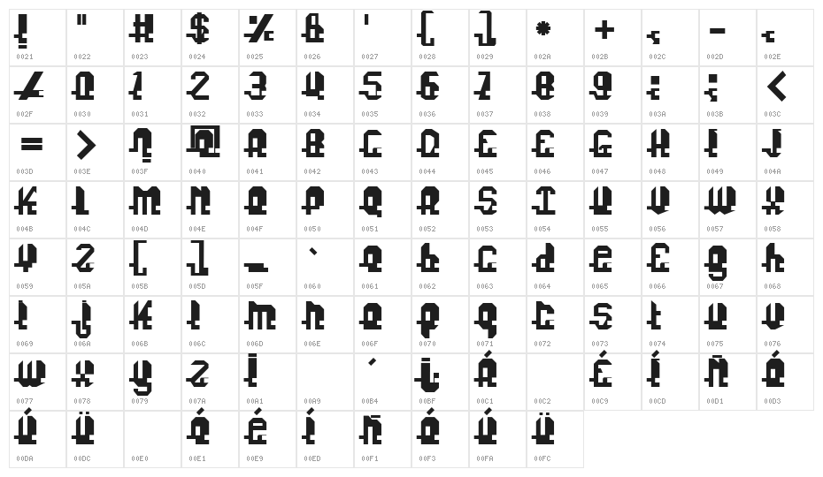 Fonuzzle Black Character Map