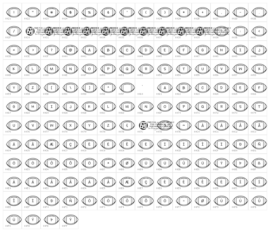 Footballs Regular Character Map