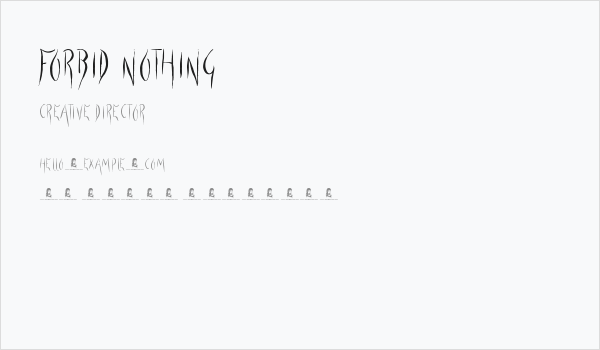 Forbid Nothing Business Card