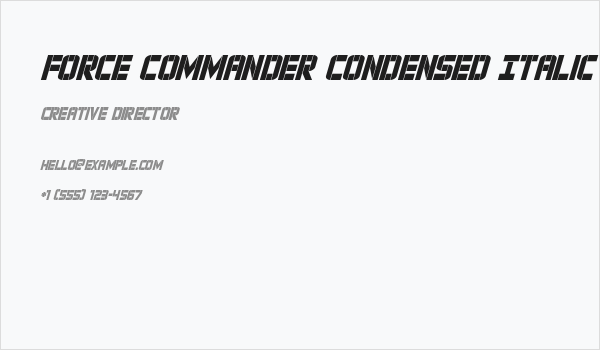 Force Commander Condensed Italic Business Card