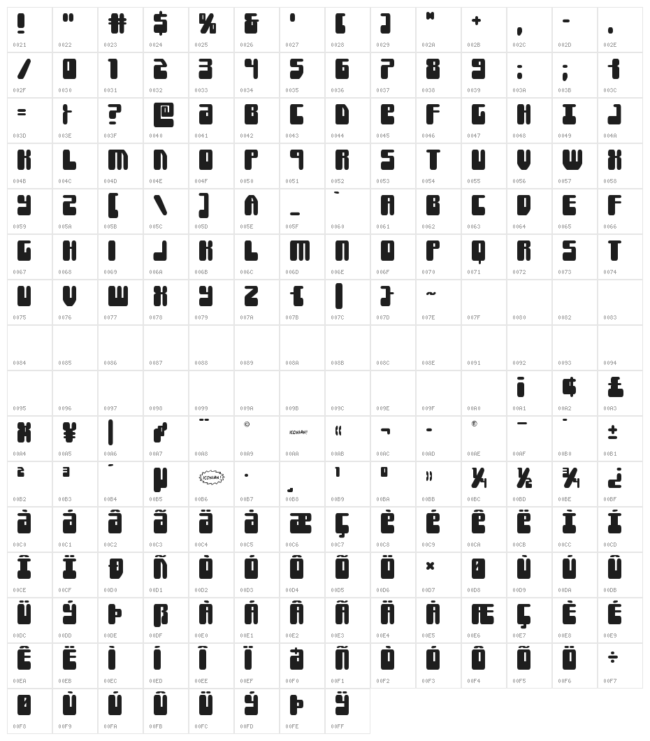 Force Majeure Title Character Map