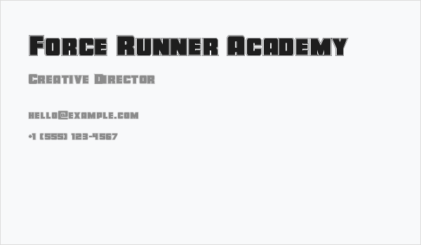 Force Runner Academy Business Card