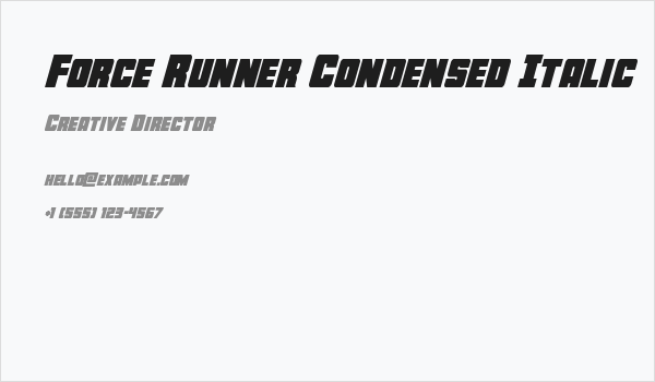 Force Runner Condensed Italic Business Card