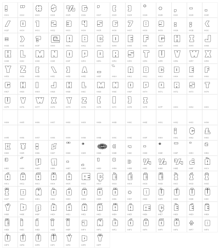Force Runner Outline Character Map