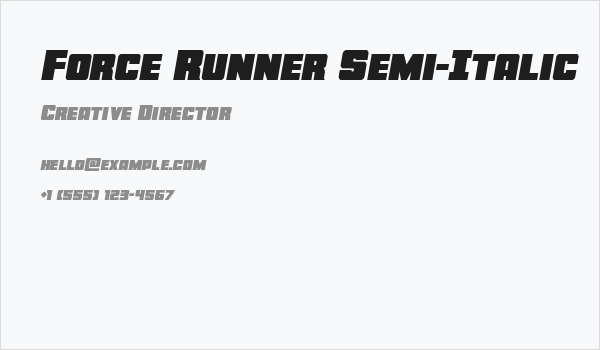 Force Runner Semi-Italic Business Card