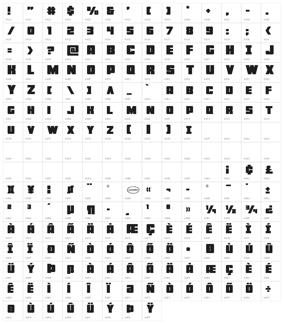 Force Runner Title Character Map