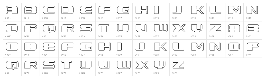 Forehead Outline Regular Character Map
