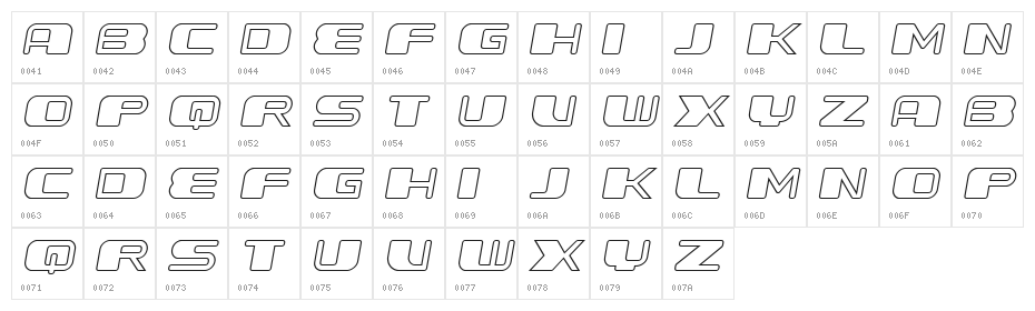 Forehead Outline Slant Character Map
