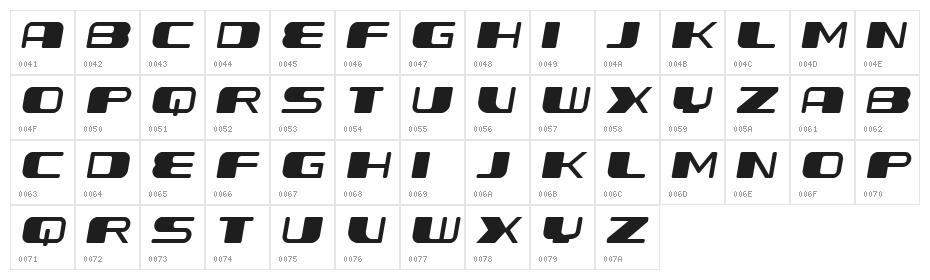 Forehead Round Italic Character Map