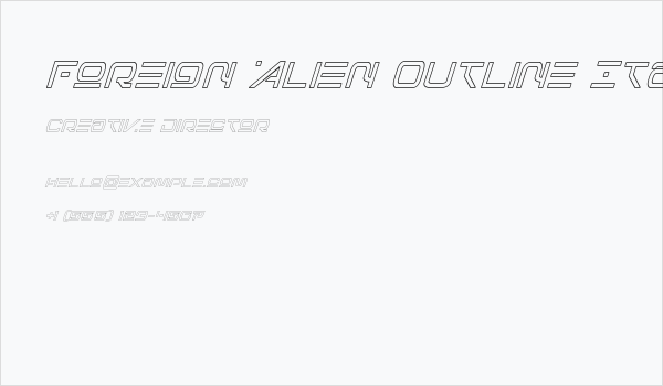 Foreign Alien Outline Italic Business Card