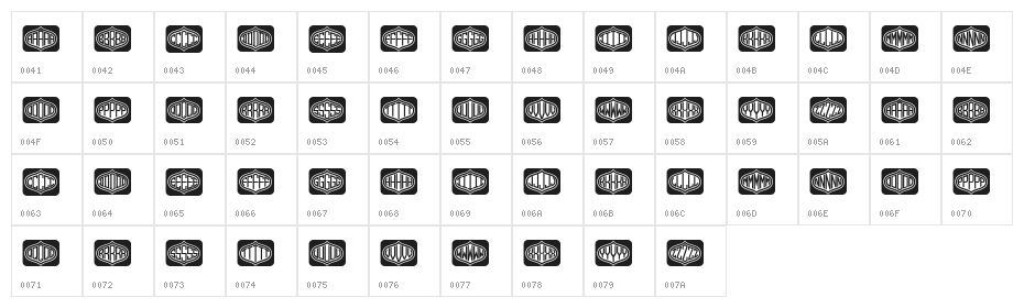 Formogram Squarish Hollow Regular Character Map