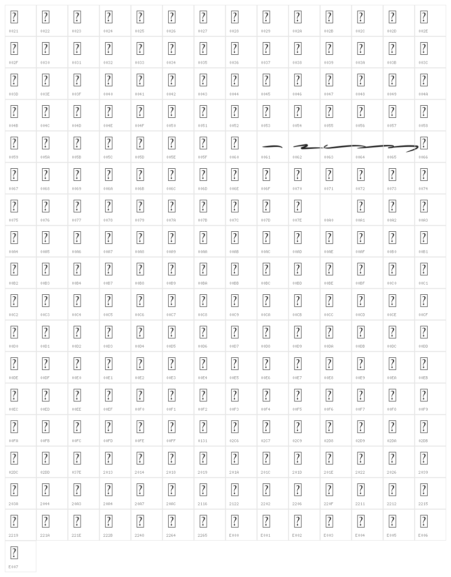 Forsegi Swash Character Map