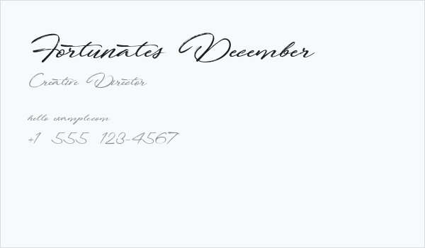 Fortunates December Business Card