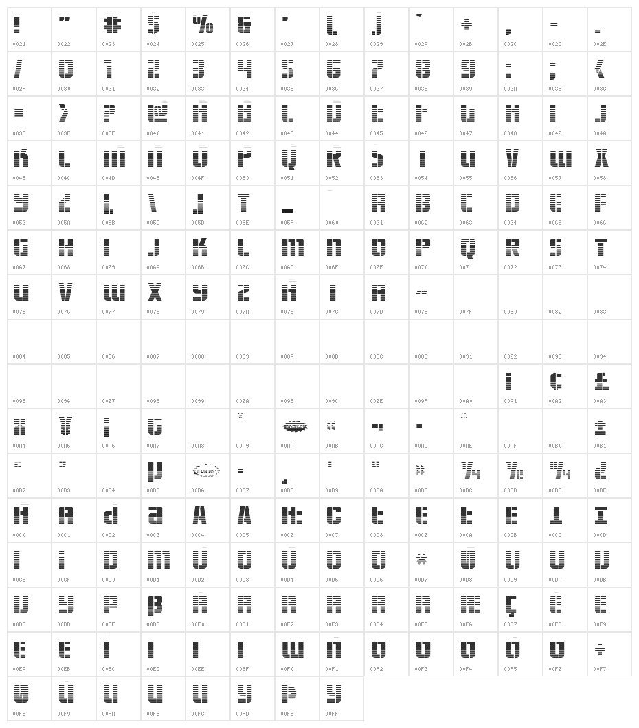 Fortune Soldier Gradient Character Map