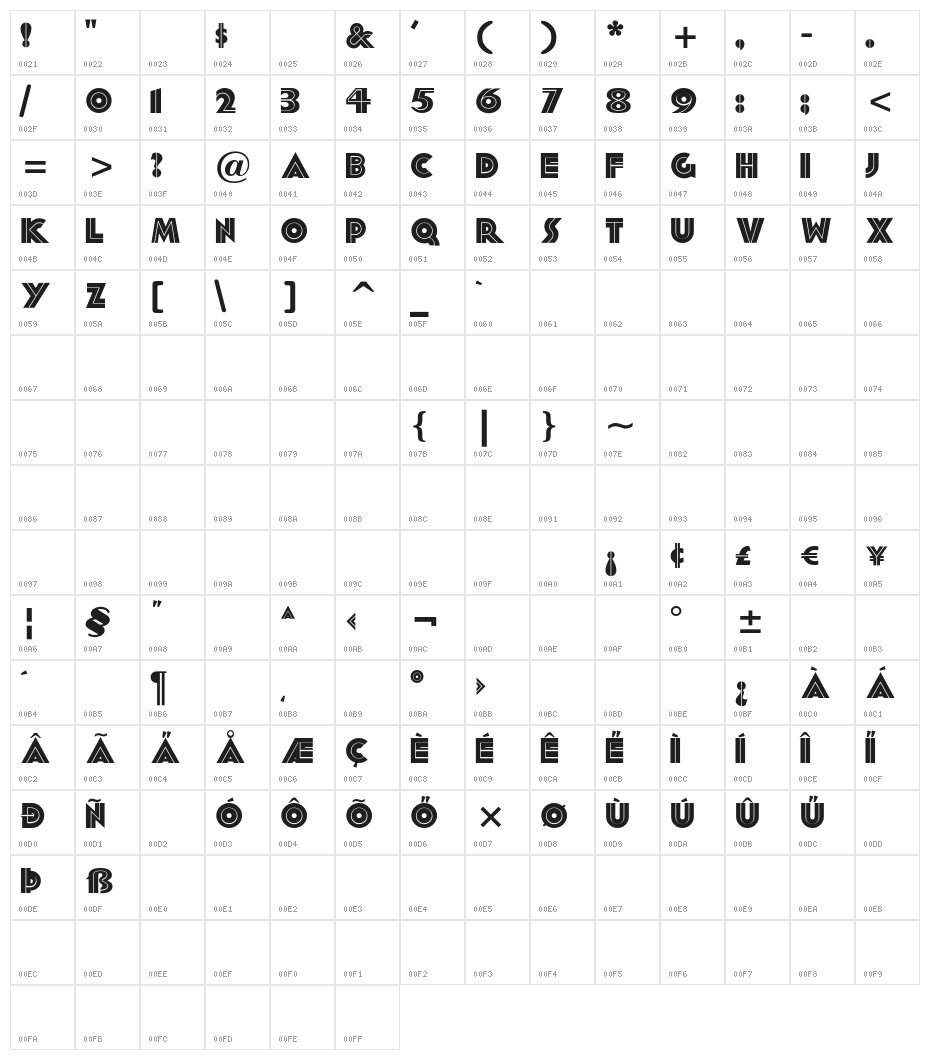 Forty-SecondStreet Character Map