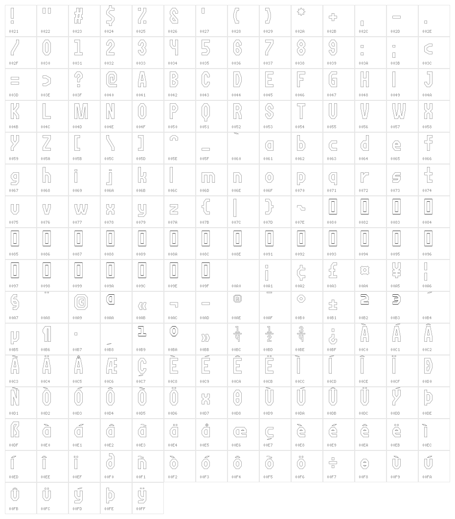 Fortzilla Light Character Map