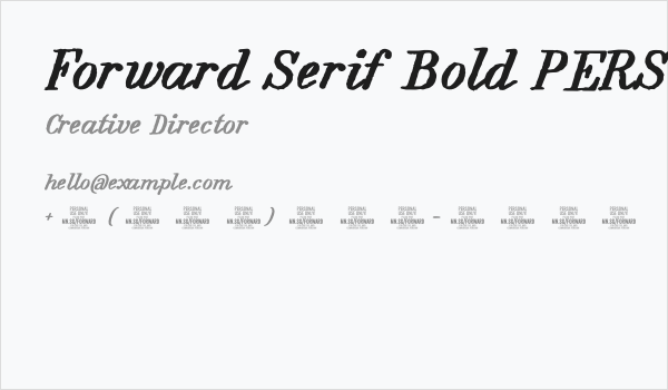 Forward Serif Bold PERSONAL Regular Business Card