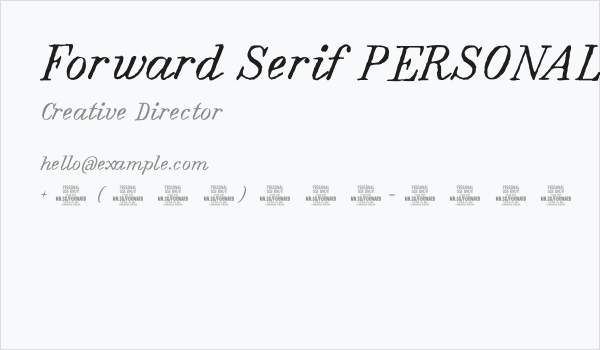 Forward Serif PERSONAL Regular Business Card
