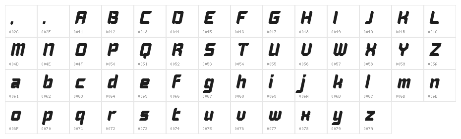 Forzon DEMO Italic Character Map