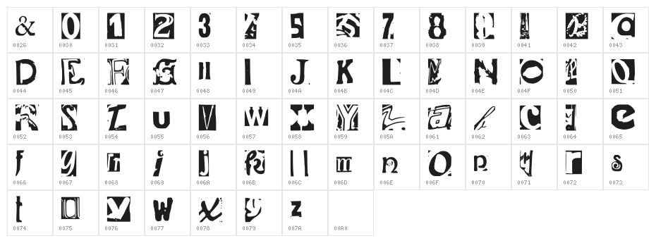Found Type Font Regular Character Map
