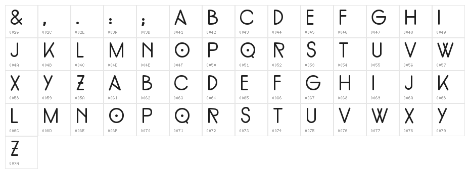 FoundationTitlesHand Character Map