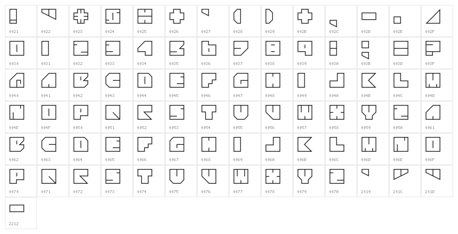 Four Four Regular Character Map