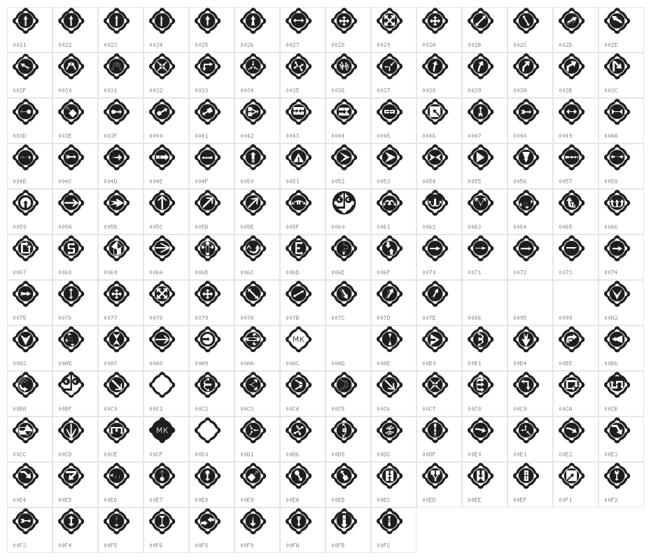FourEarsArrows Character Map