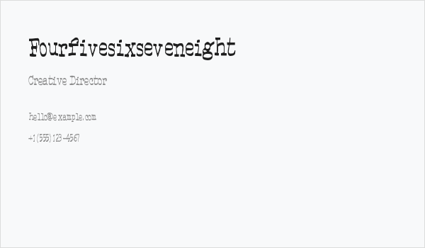 Fourfivesixseveneight Business Card